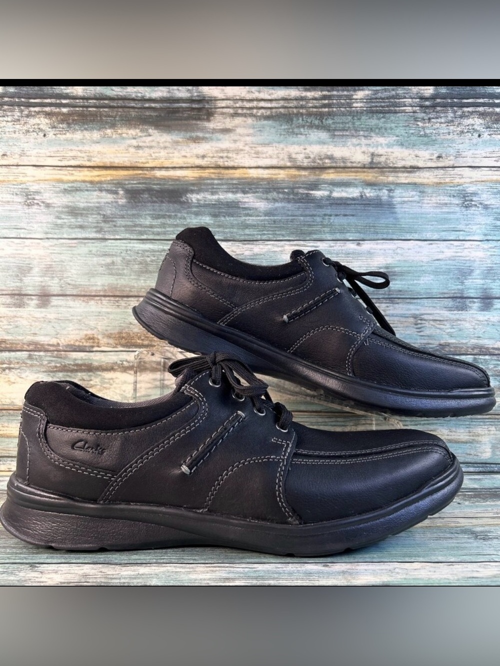 Clarks Cotrell Walk Sneakers Mens 13M Black Leather Casual Walking Athletic Shoe